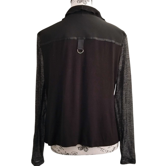 Avant Garde Cardigan With Ruched Front, D Ring Detail  And Sheer Grey Sleeves - Picture 4 of 7